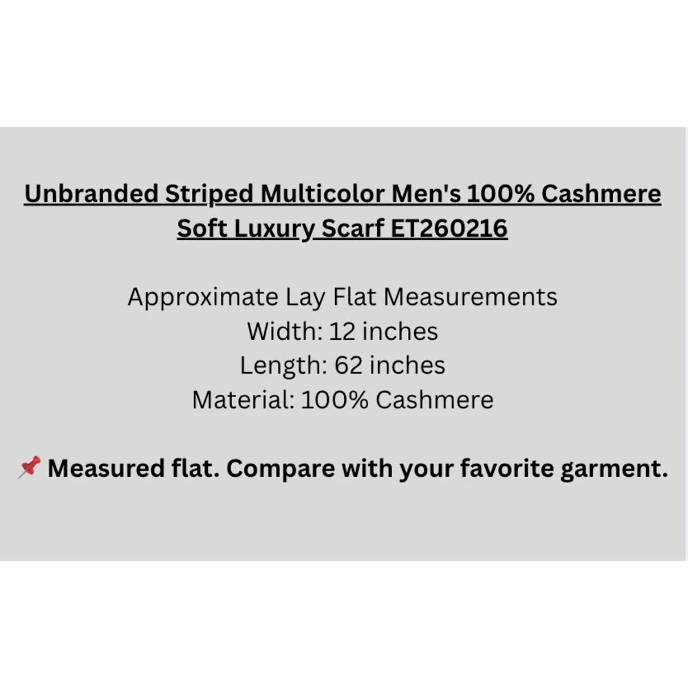 Unbranded Colorful Men's 100% Cashmere Soft Luxury Scarf Made in Germany